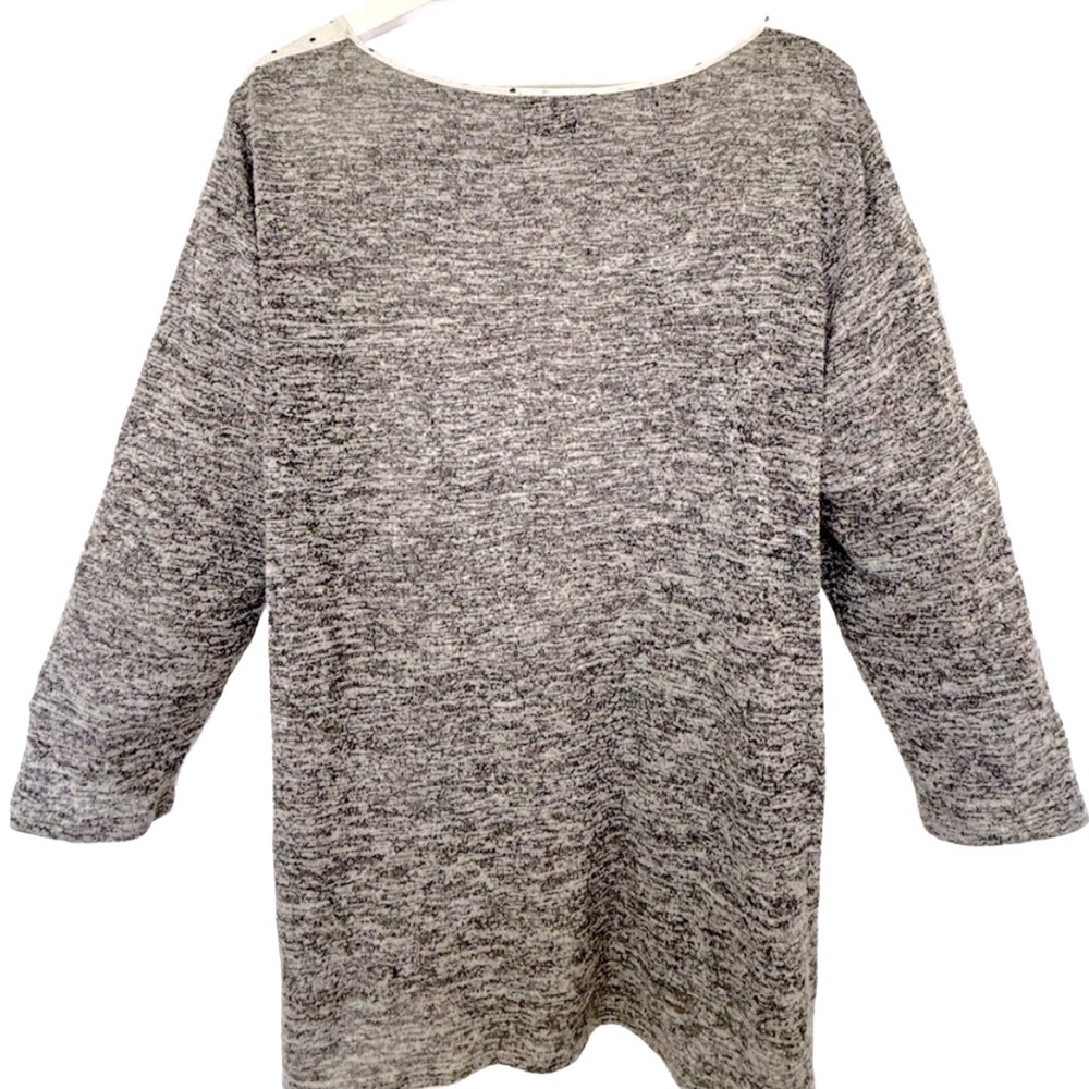 Van Heusen Ruffled 3/4 Sleeve Polka Heart Two-Toned Women Top XL Gray/White - Picture 2 of 8
